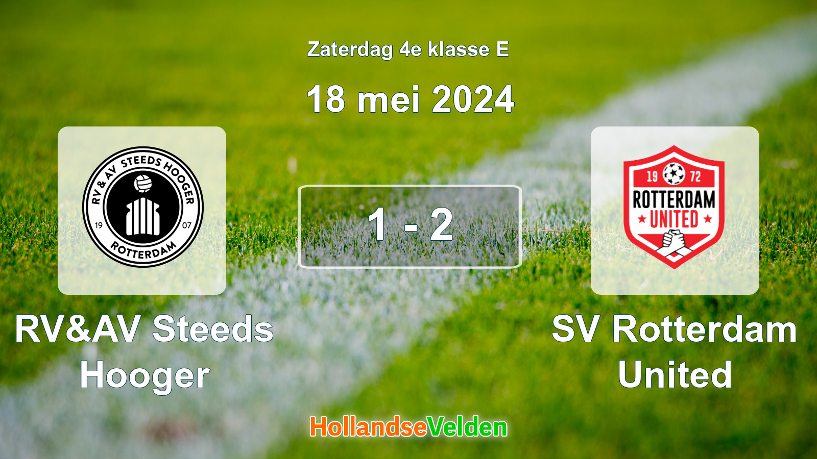 Gespeelde wedstrijd: RV&AV Steeds Hooger - SV Rotterdam United 1 - 2 (18 mei 2024)