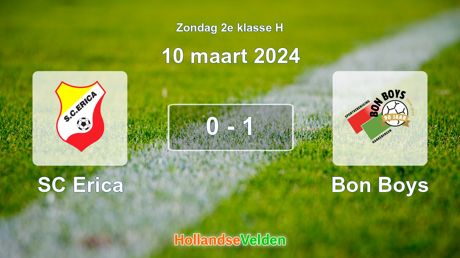 Gespeelde wedstrijd: SC Erica - Bon Boys 0 - 1 (10 maart 2024)