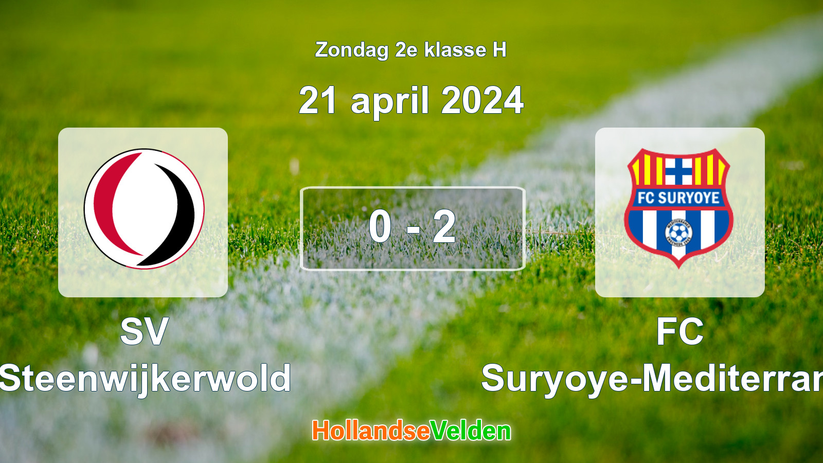 Gespeelde wedstrijd: SV Steenwijkerwold - FC Suryoye-Mediterraneo 0 - 2 (21 april 2024)