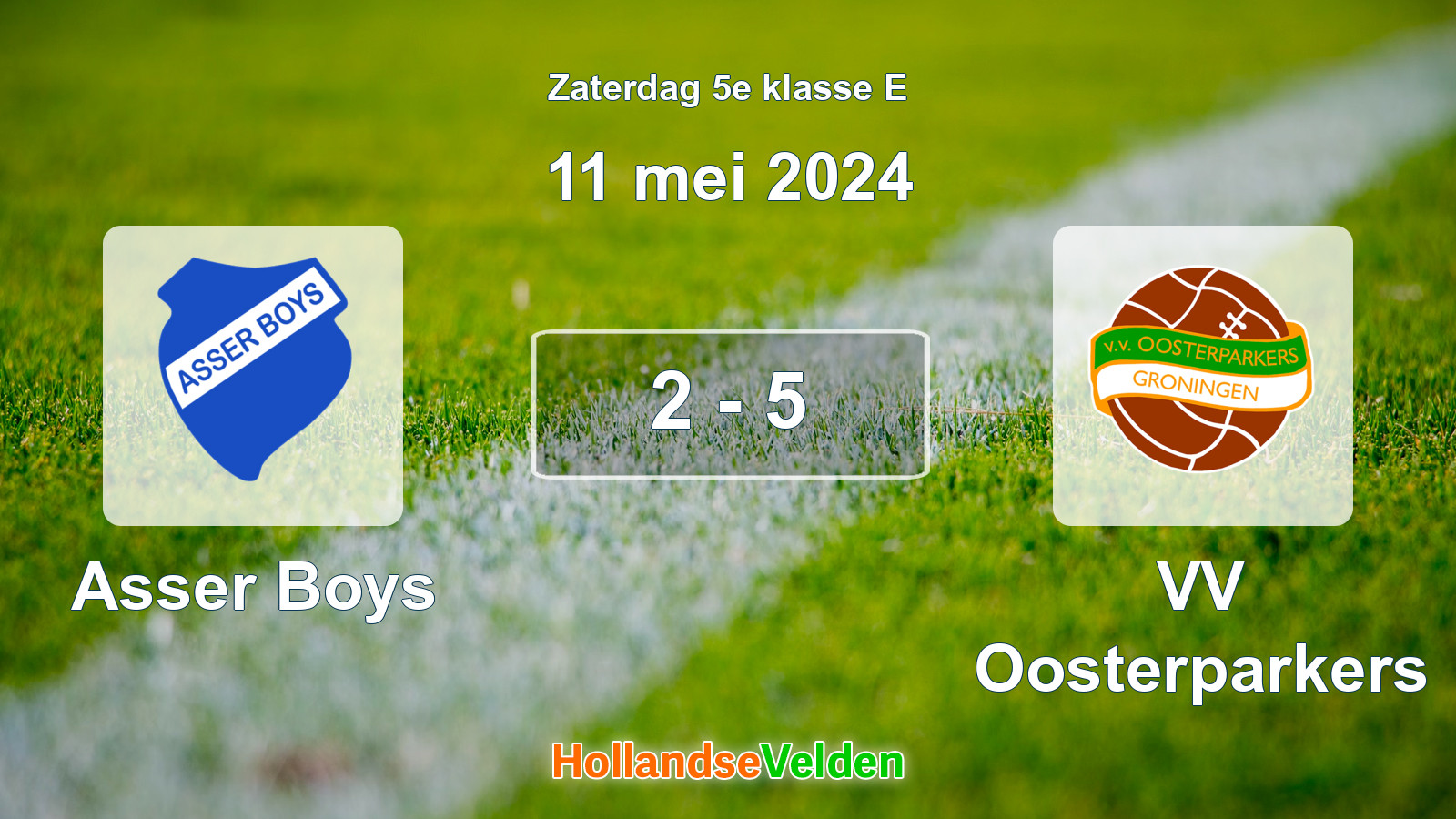 Gespeelde wedstrijd: Asser Boys - VV Oosterparkers 2 - 5 (11 mei 2024)