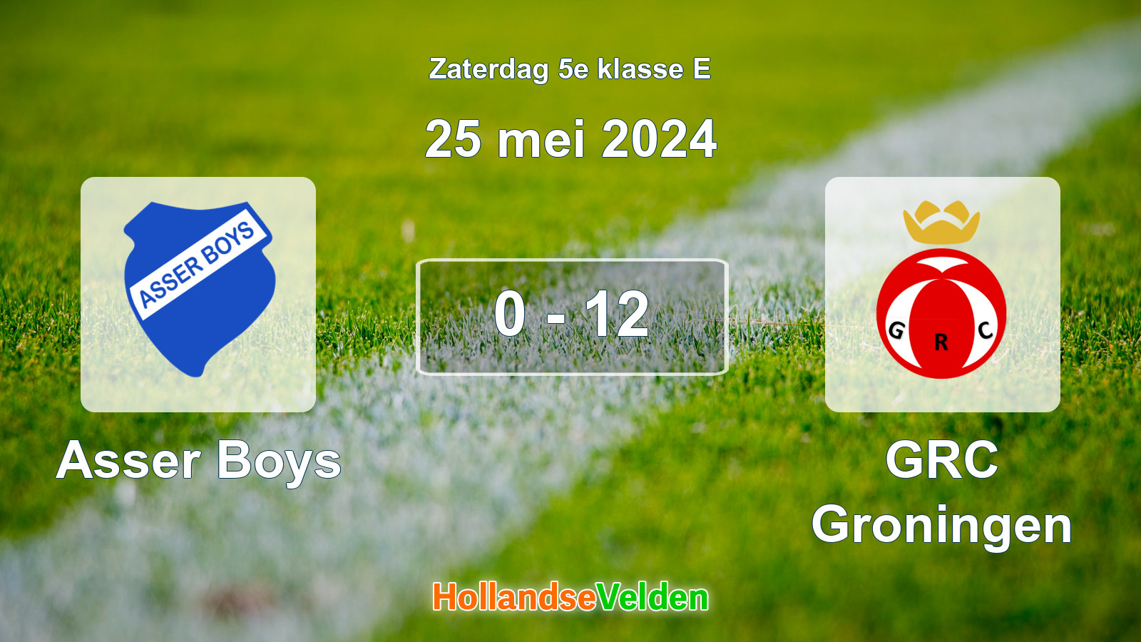 Gespeelde wedstrijd: Asser Boys - GRC Groningen 0 - 12 (25 mei 2024)