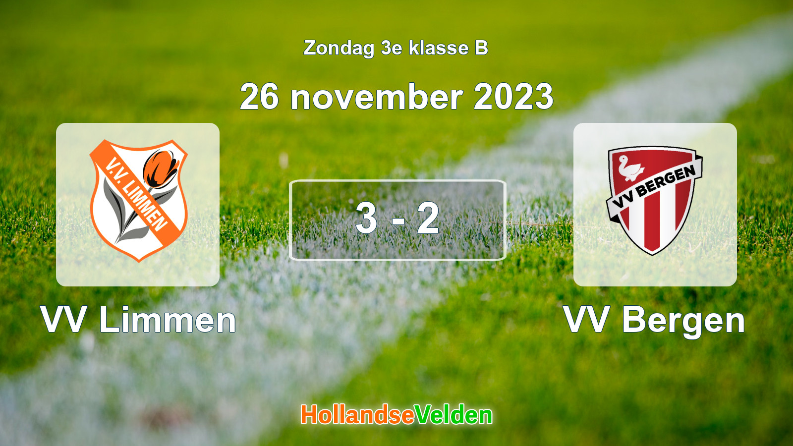 Gespeelde wedstrijd: VV Limmen - VV Bergen 3 - 2 (26 november 2023)