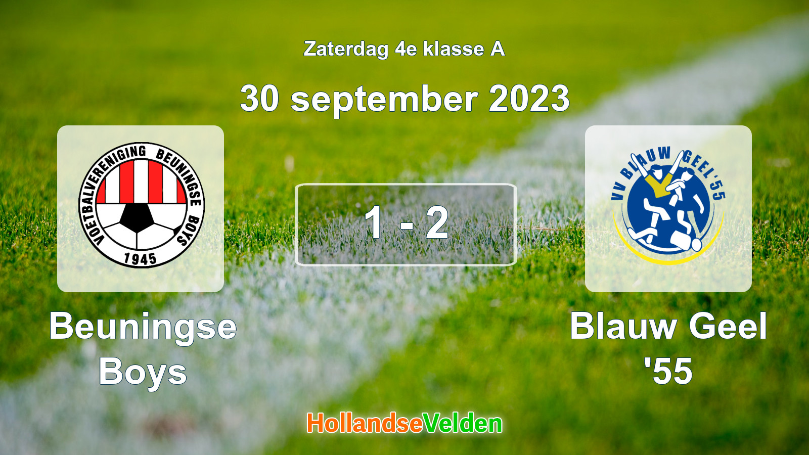 Gespeelde wedstrijd: Beuningse Boys - Blauw Geel '55 1 - 2 (30 september 2023)