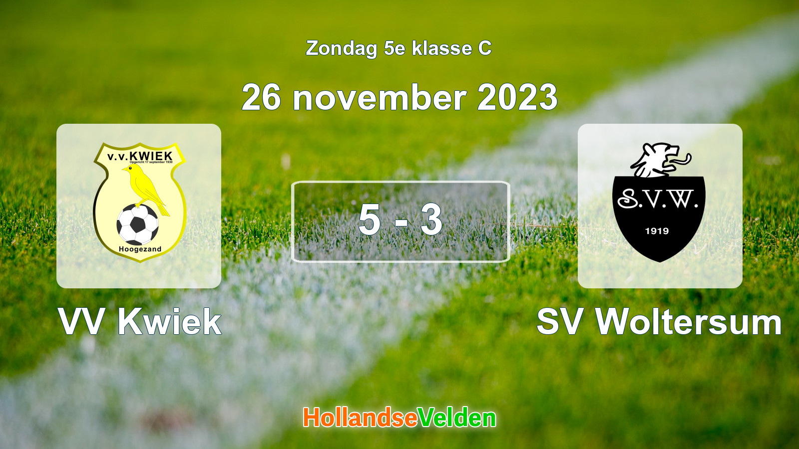 Gespeelde wedstrijd: VV Kwiek - SV Woltersum 5 - 3 (26 november 2023)
