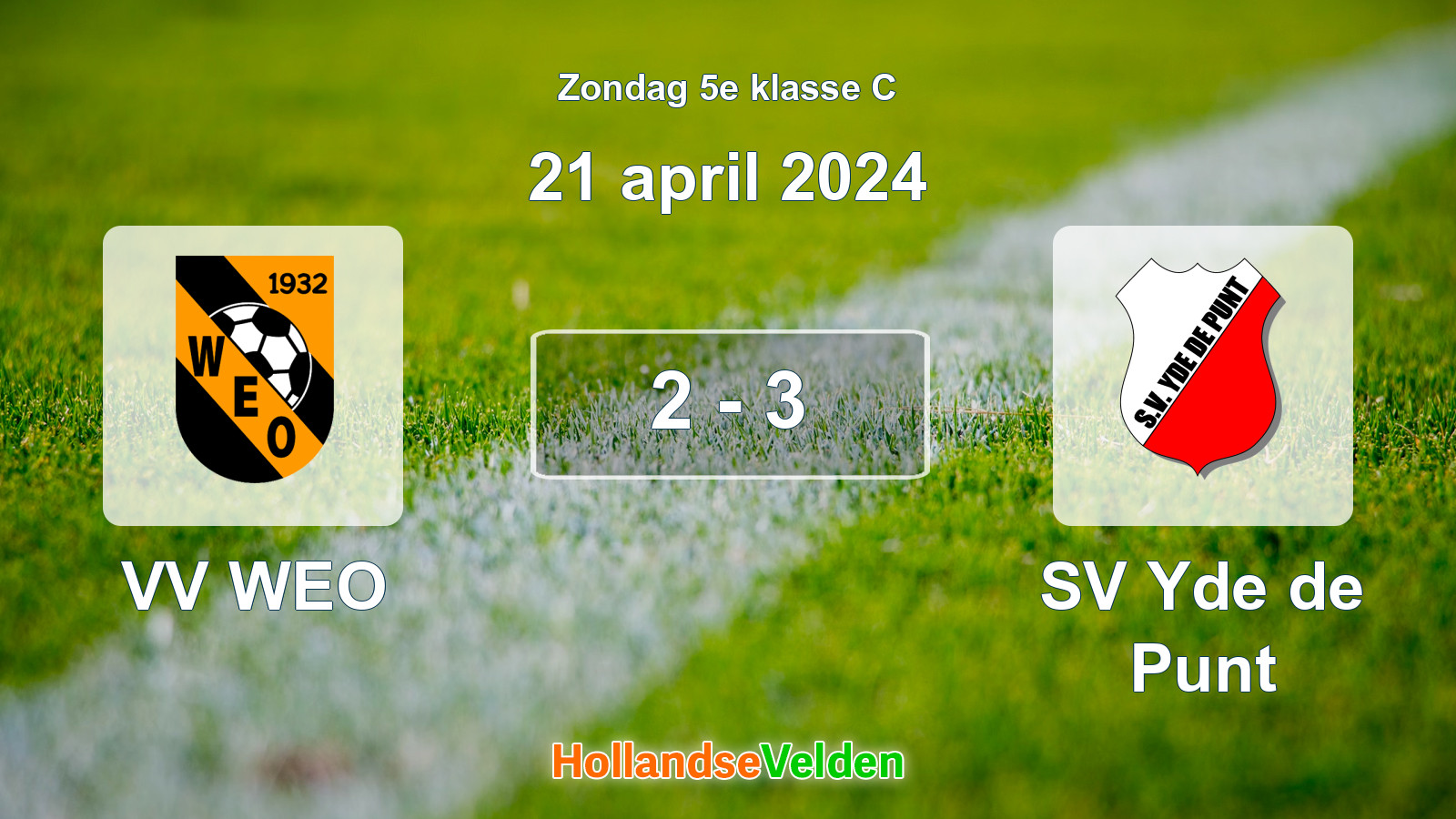Gespeelde wedstrijd: VV WEO - SV Yde de Punt 2 - 3 (21 april 2024)