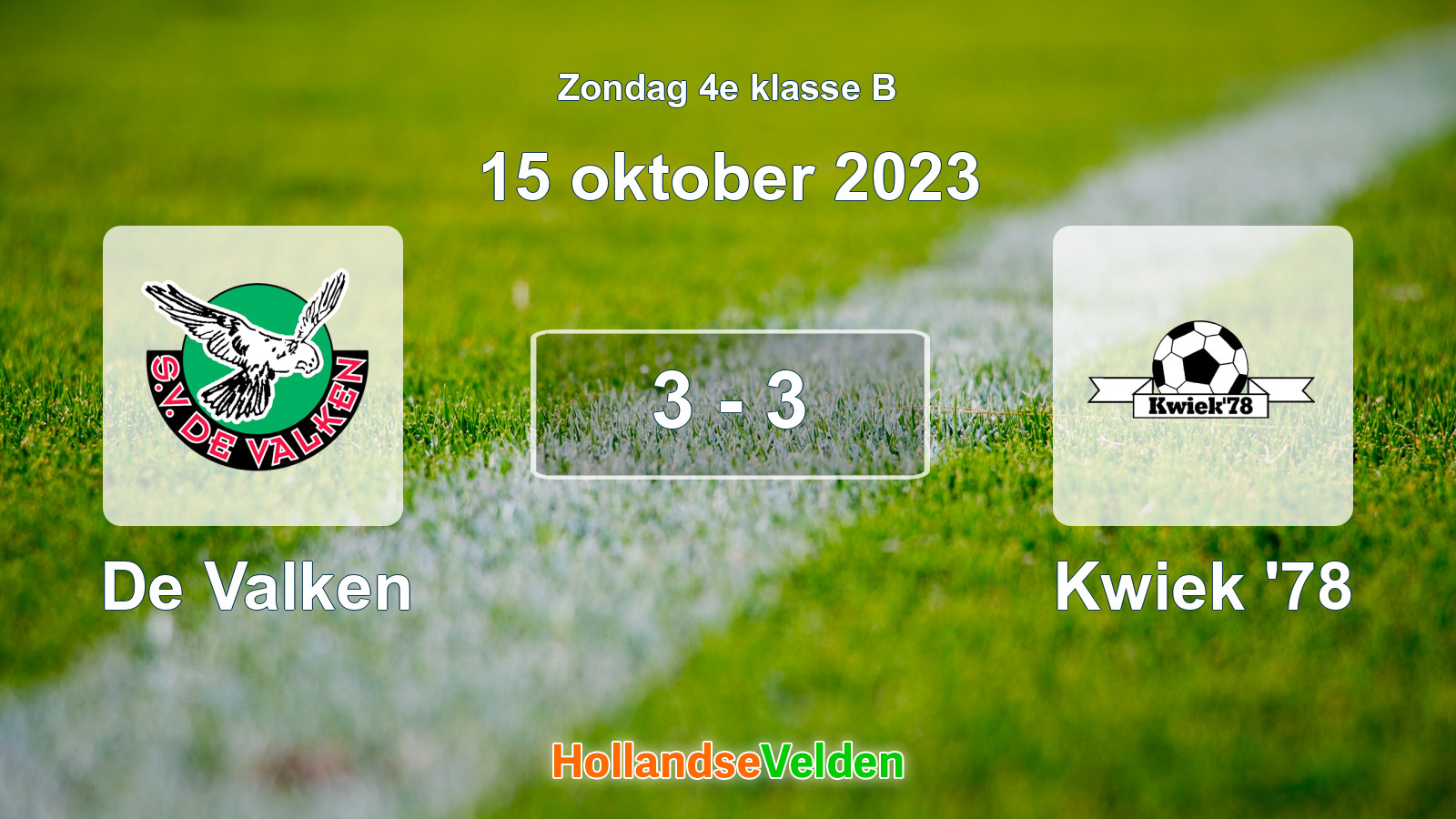 Gespeelde wedstrijd: De Valken - Kwiek '78 3 - 3 (15 oktober 2023)