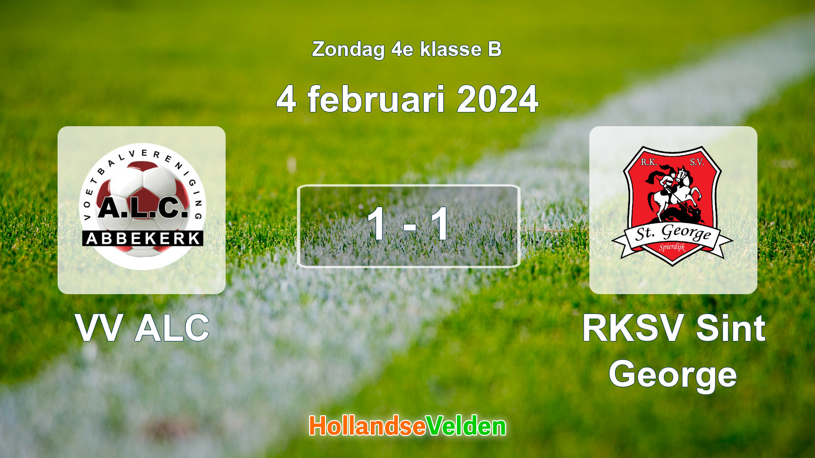 Gespeelde wedstrijd: VV ALC - RKSV Sint George 1 - 1 (4 februari 2024)