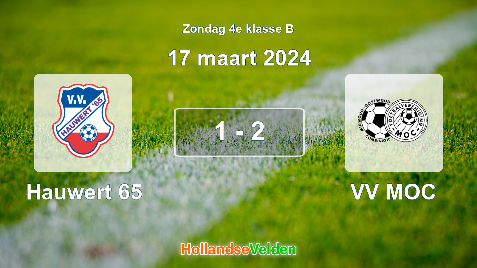 Gespeelde wedstrijd: Hauwert 65 - VV MOC 1 - 2 (17 maart 2024)