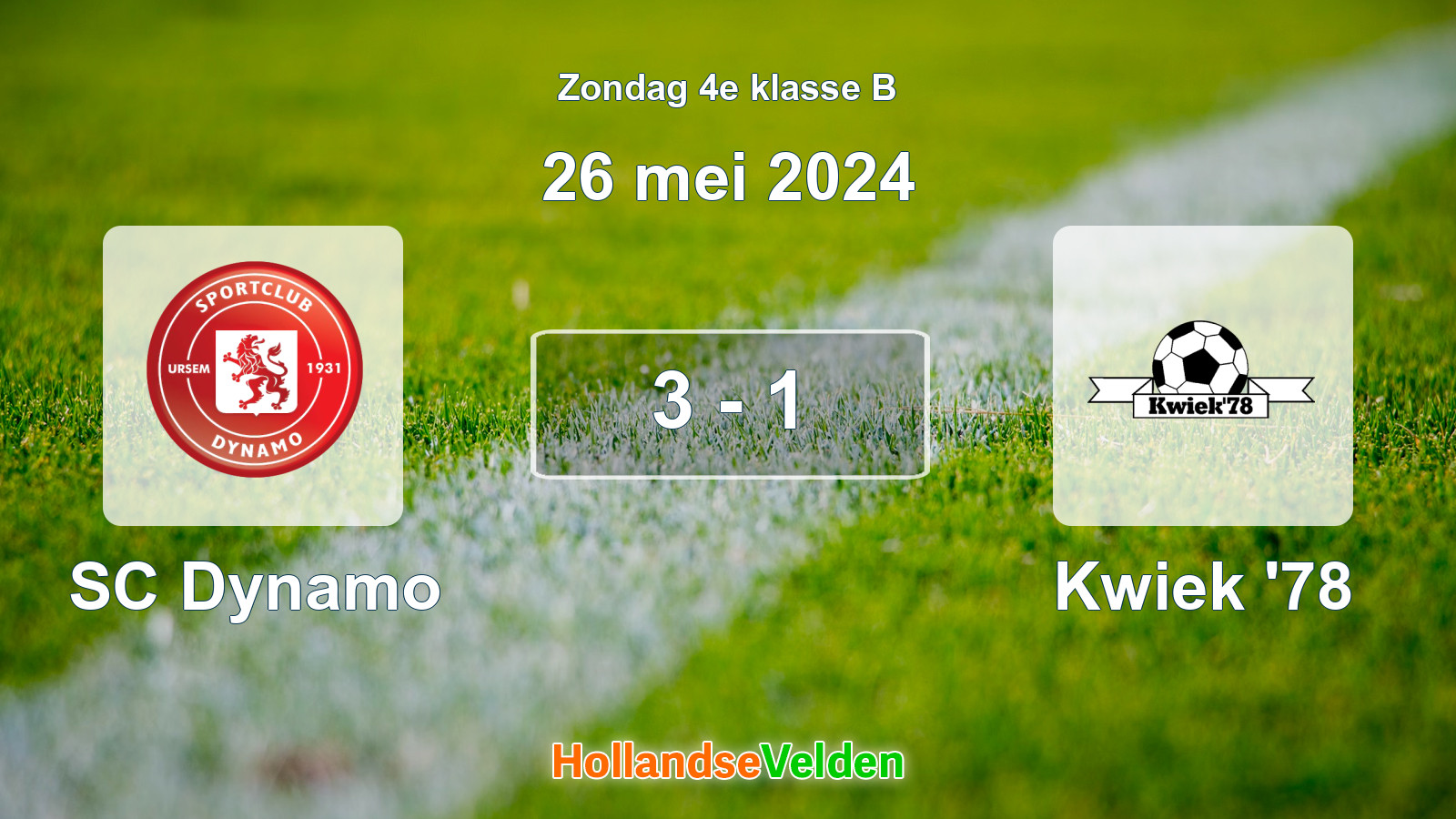 Gespeelde wedstrijd: SC Dynamo - Kwiek '78 3 - 1 (26 mei 2024)