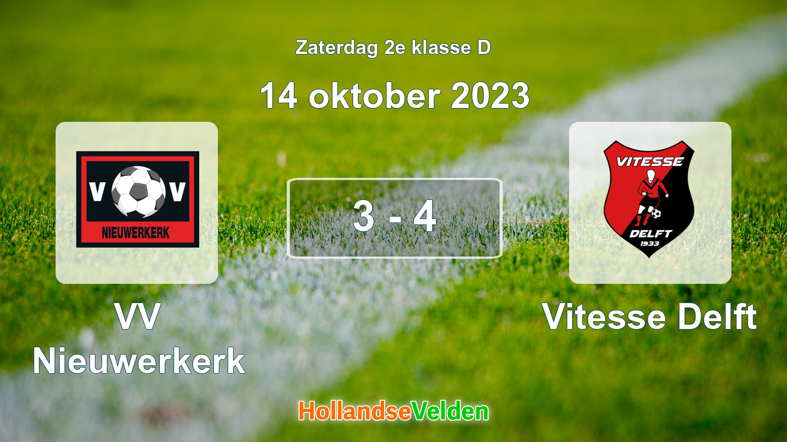Gespeelde wedstrijd: VV Nieuwerkerk - Vitesse Delft 3 - 4 (14 oktober 2023)