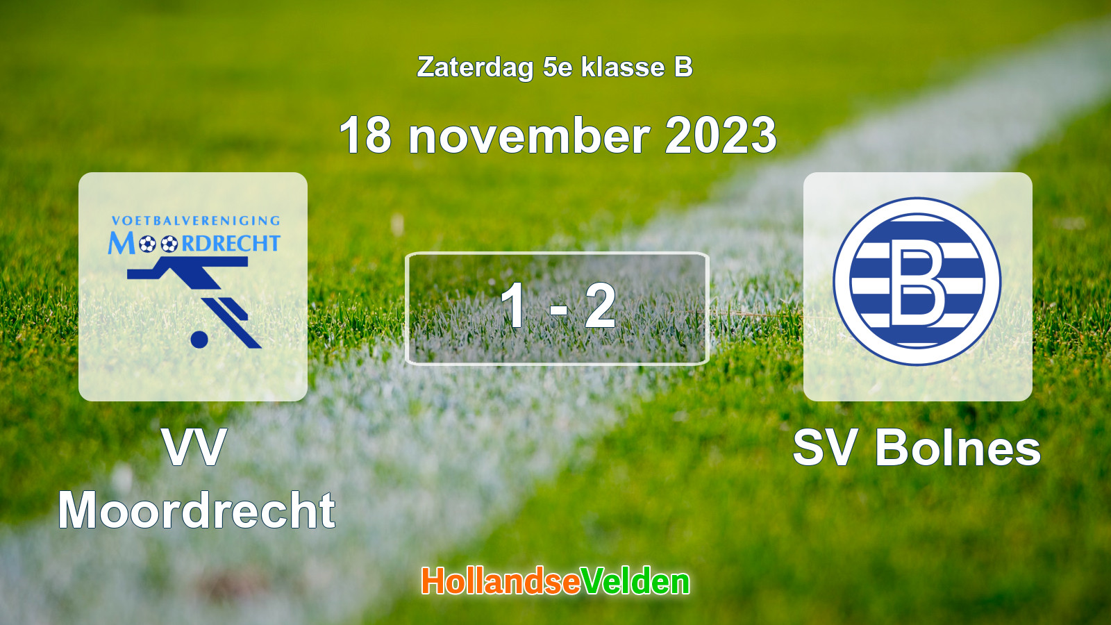 Gespeelde wedstrijd: VV Moordrecht - SV Bolnes 1 - 2 (18 november 2023)