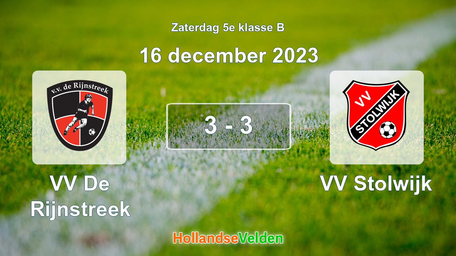 Gespeelde wedstrijd: VV De Rijnstreek - VV Stolwijk 3 - 3 (16 december 2023)