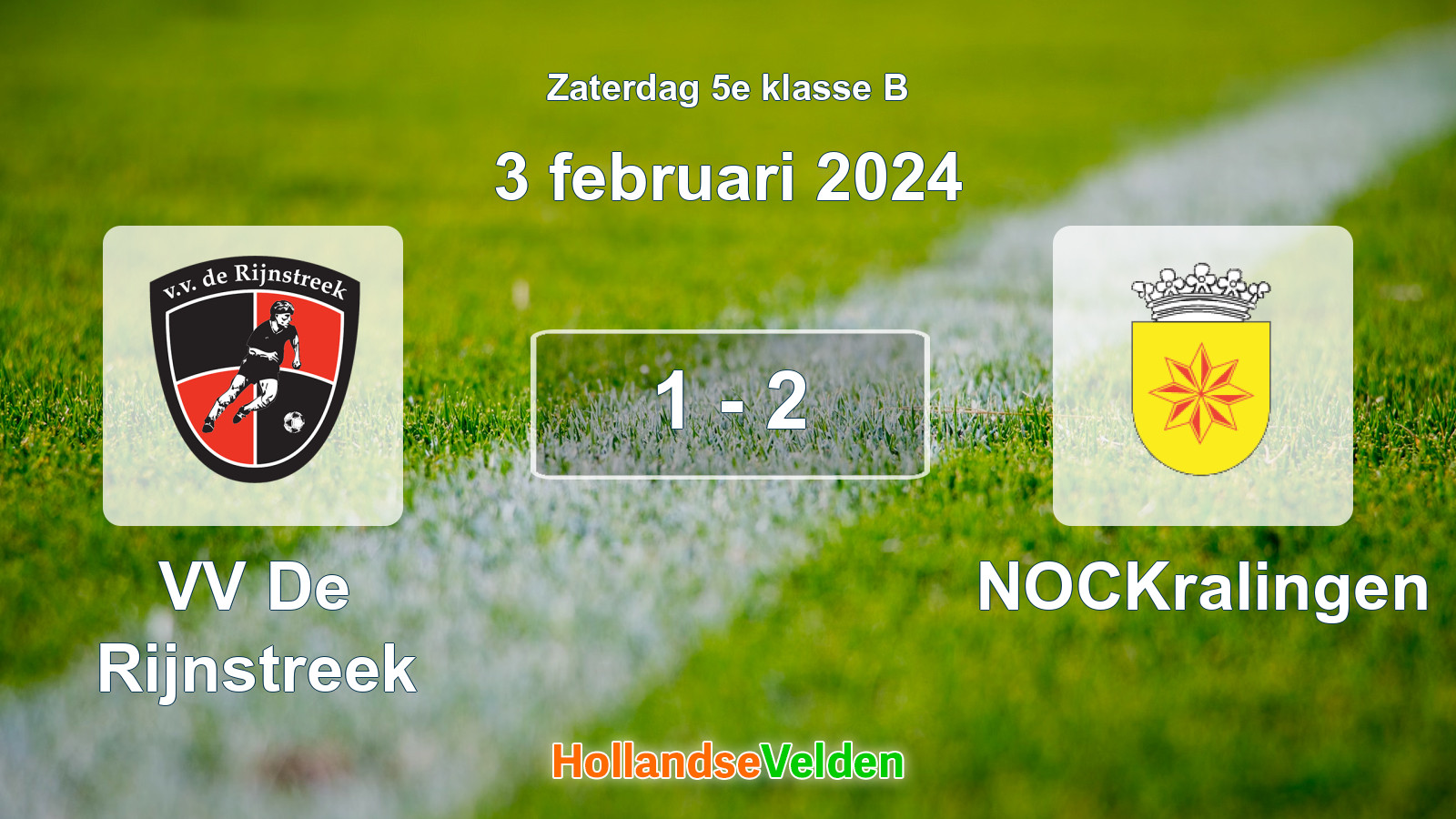 Gespeelde wedstrijd: VV De Rijnstreek - NOCKralingen 1 - 2 (3 februari 2024)