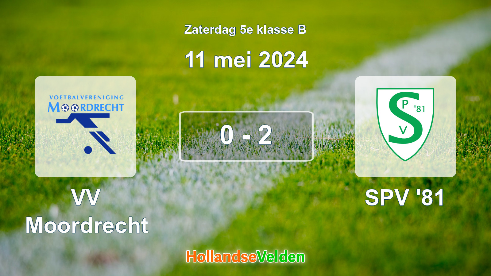 Gespeelde wedstrijd: VV Moordrecht - SPV '81 0 - 2 (11 mei 2024)