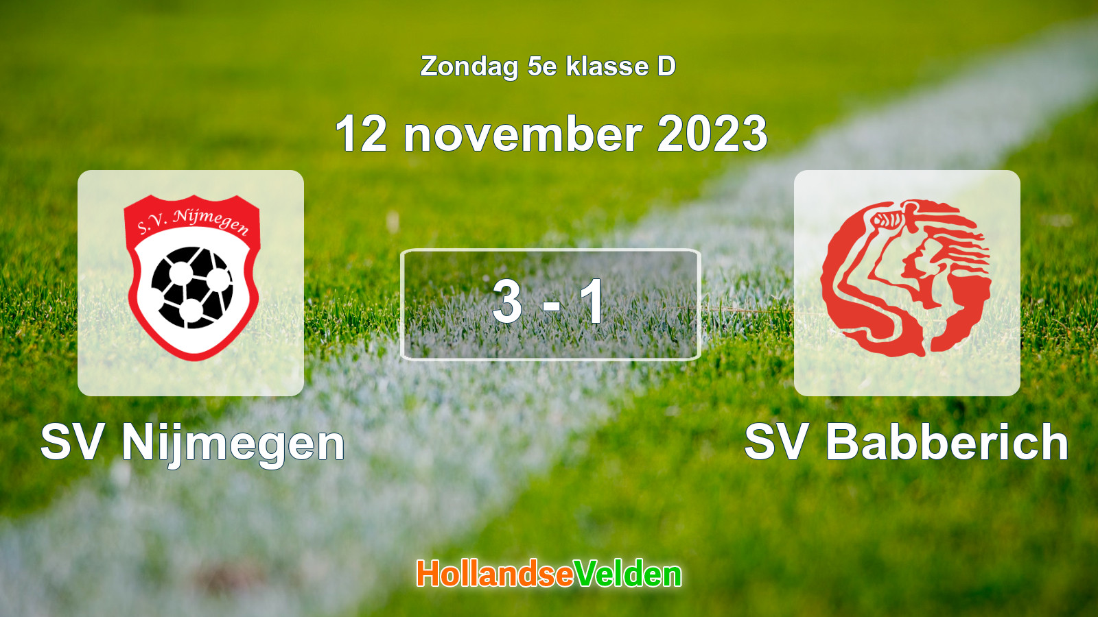 Gespeelde wedstrijd: SV Nijmegen - SV Babberich 3 - 1 (12 november 2023)