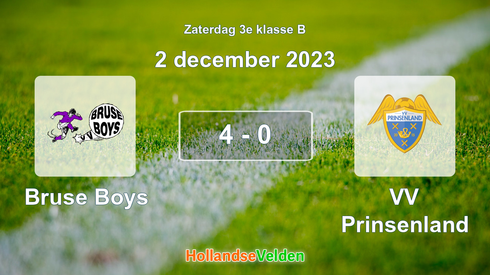 Gespeelde wedstrijd: Bruse Boys - VV Prinsenland 4 - 0 (2 december 2023)