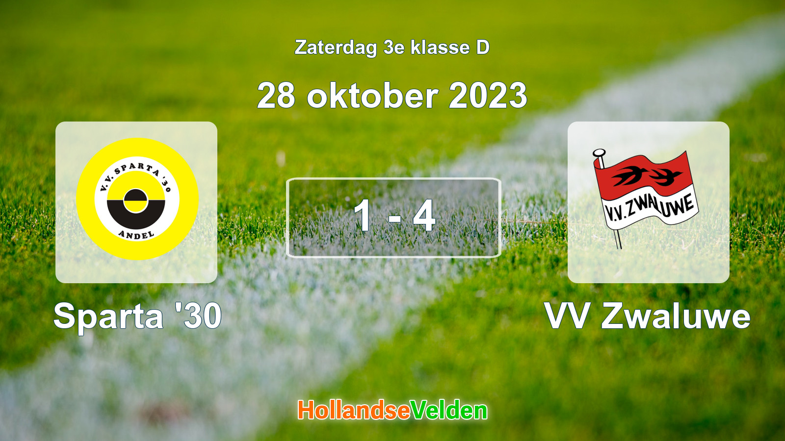 Gespeelde wedstrijd: Sparta '30 - VV Zwaluwe 1 - 4 (28 oktober 2023)