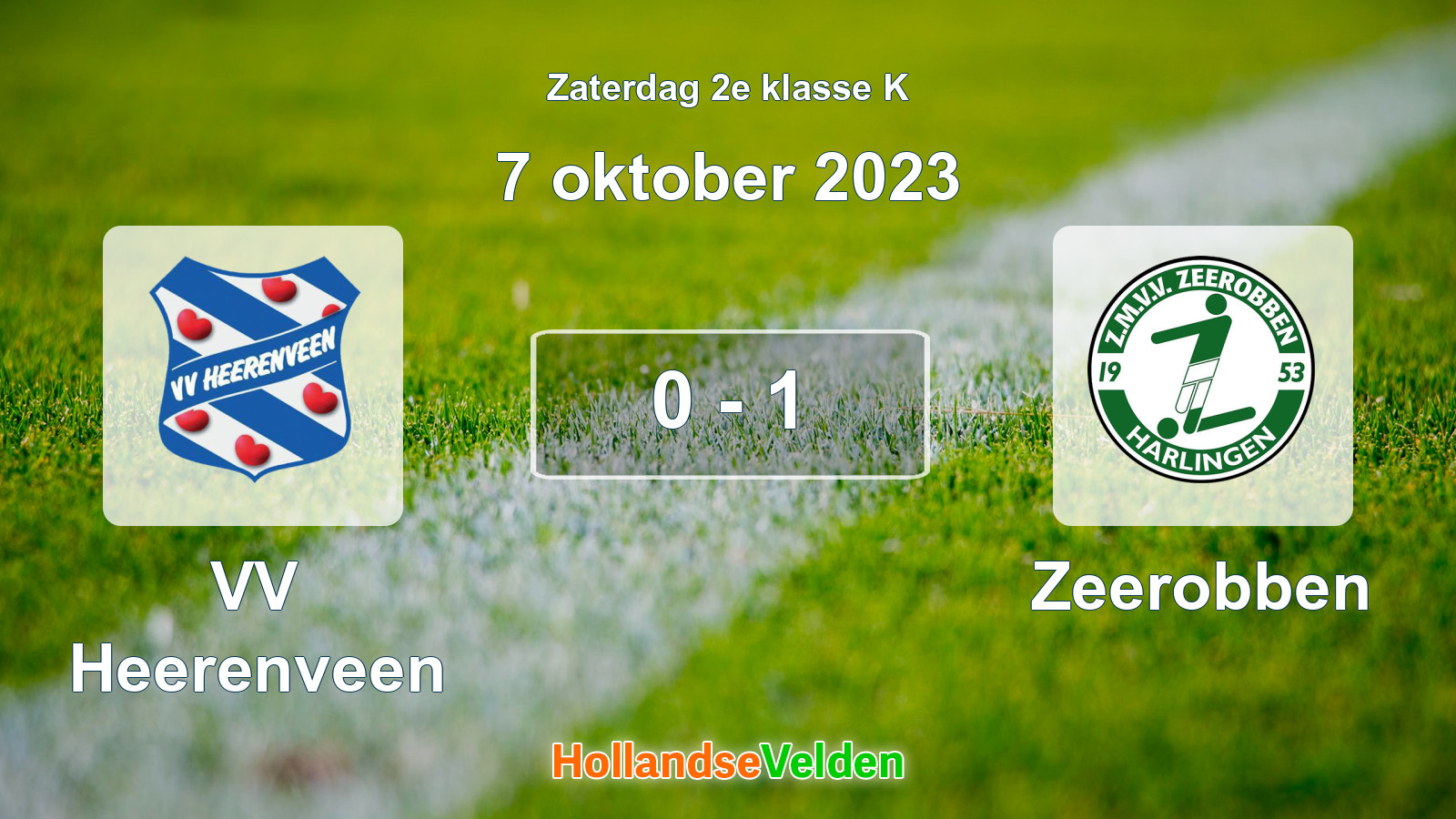 Gespeelde wedstrijd: VV Heerenveen - Zeerobben 0 - 1 (7 oktober 2023)