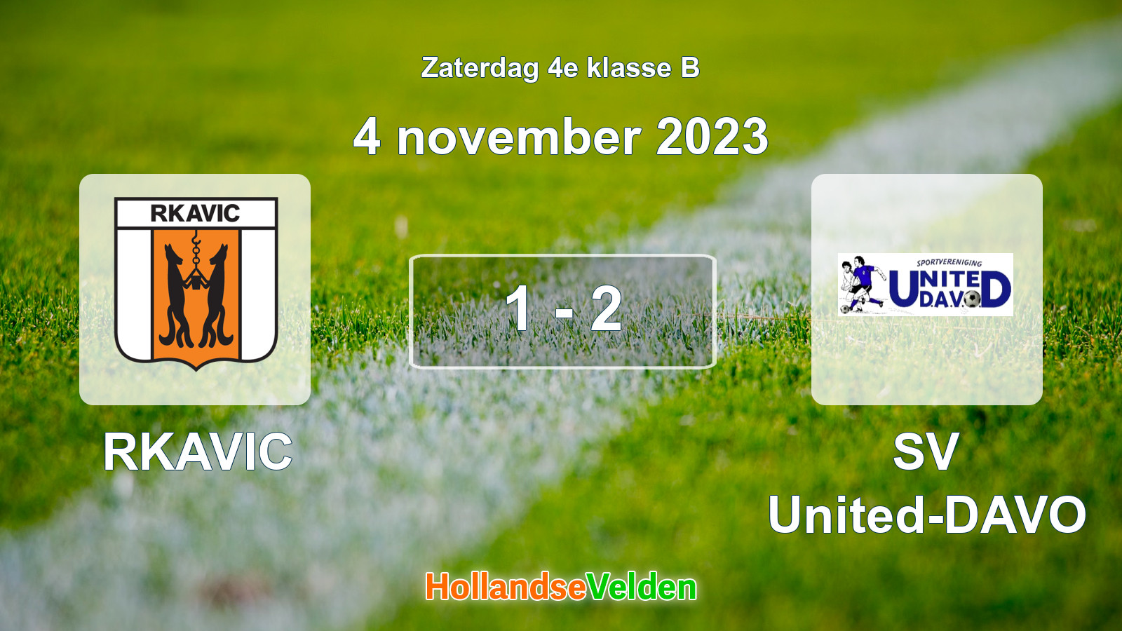 Gespeelde wedstrijd: RKAVIC - SV United-DAVO 1 - 2 (4 november 2023)