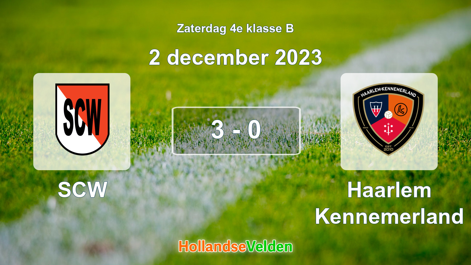 Gespeelde wedstrijd: SCW - Haarlem Kennemerland 3 - 0 (2 december 2023)