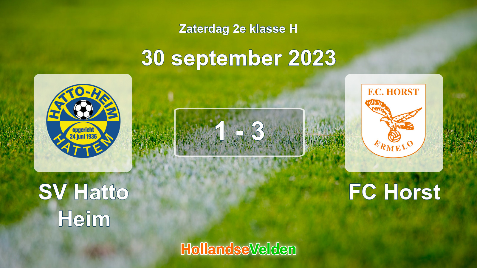 Gespeelde wedstrijd: SV Hatto Heim - FC Horst 1 - 3 (30 september 2023)