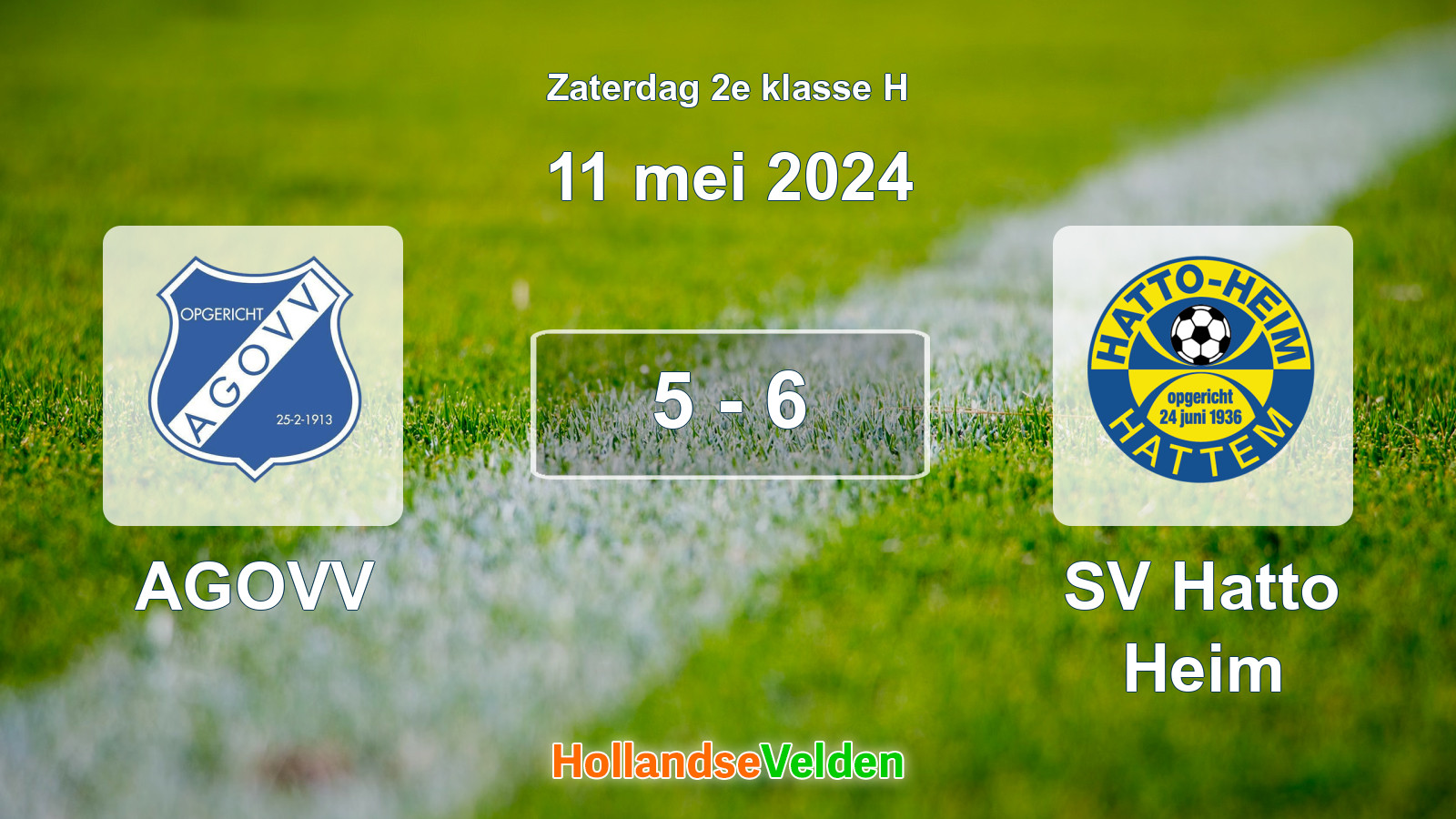 Gespeelde wedstrijd: AGOVV - SV Hatto Heim 5 - 6 (11 mei 2024)