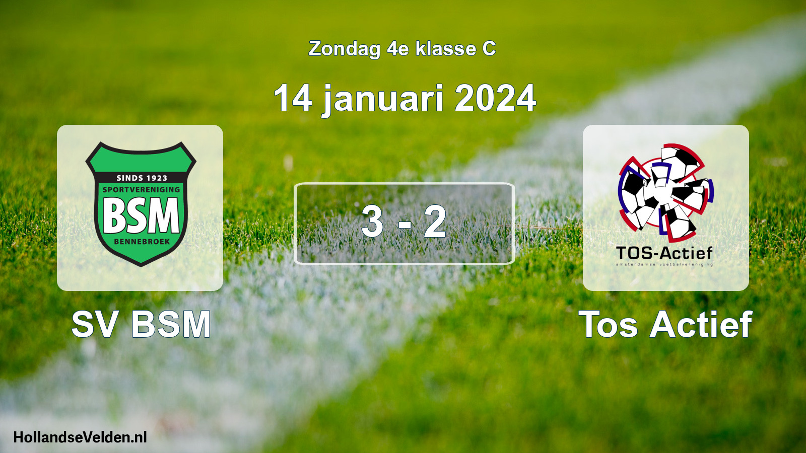 Gespeelde wedstrijd: SV BSM - Tos Actief 3 - 2 (14 januari 2024)