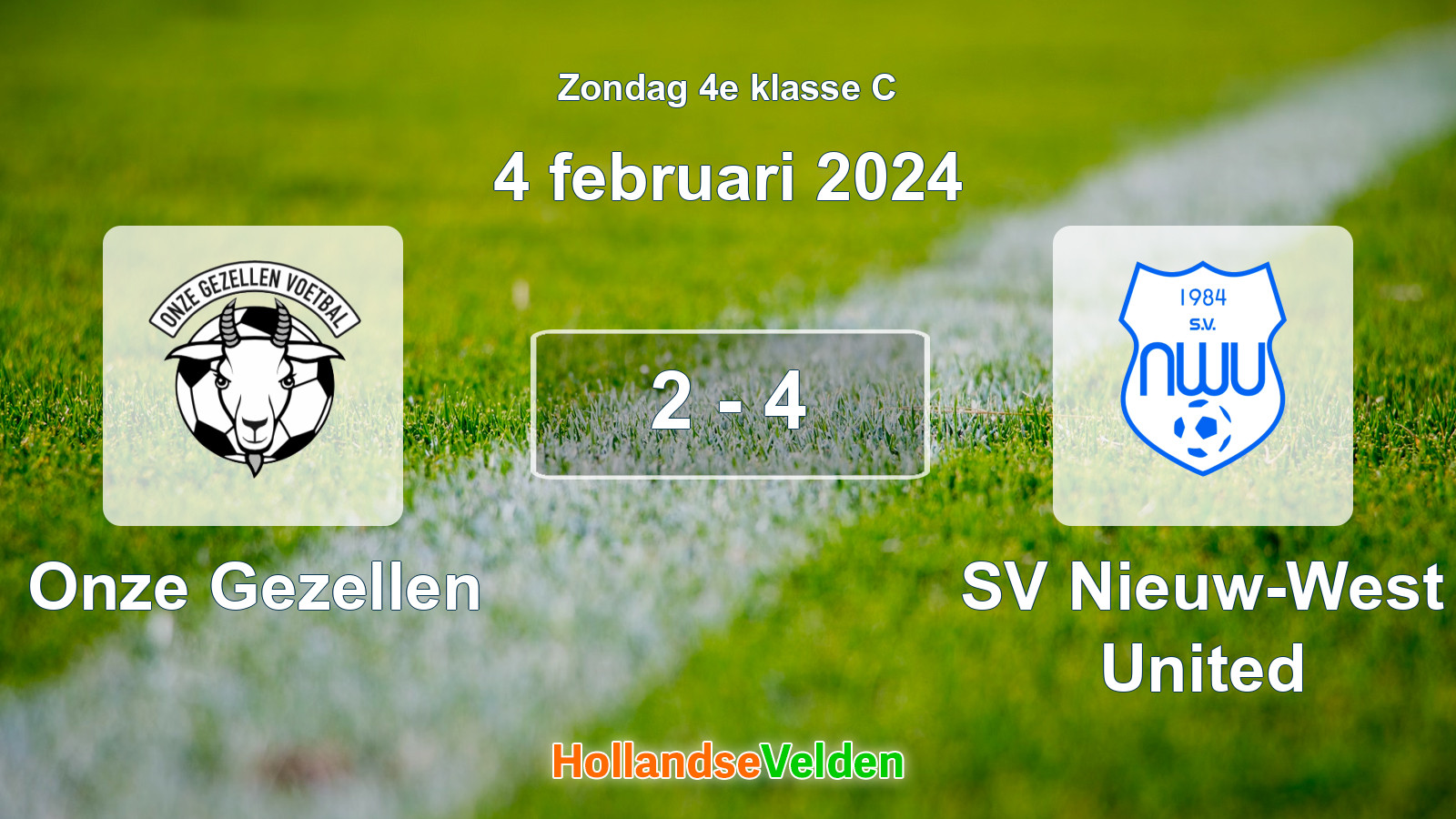 Gespeelde wedstrijd: Onze Gezellen - SV Nieuw-West United 2 - 4 (4 februari 2024)