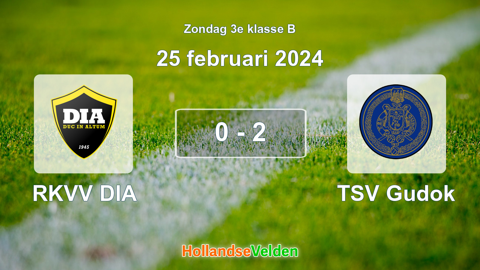 Gespeelde wedstrijd: RKVV DIA - TSV Gudok 0 - 2 (25 februari 2024)