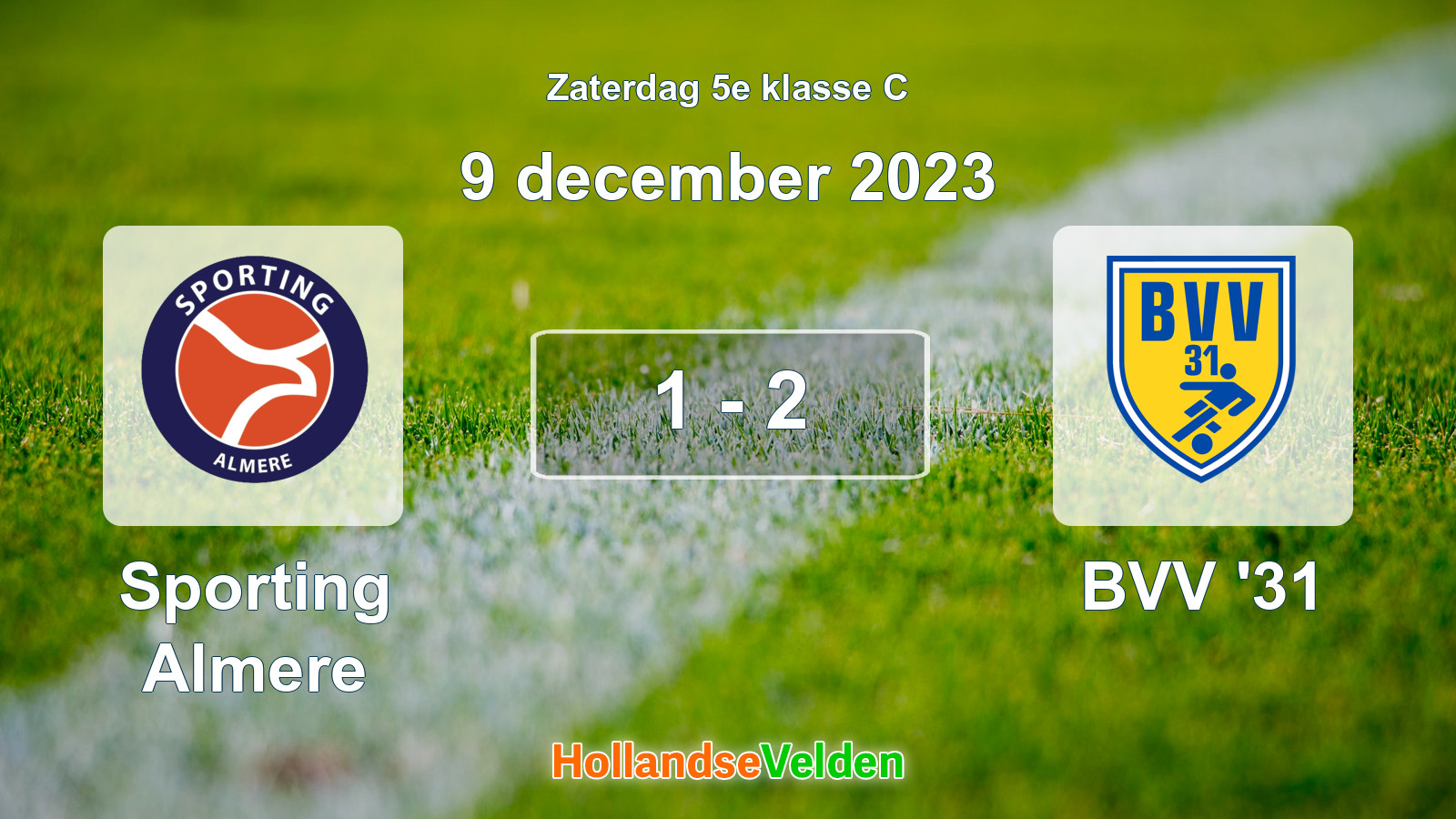 Gespeelde wedstrijd: Sporting Almere - BVV '31 1 - 2 (9 december 2023)
