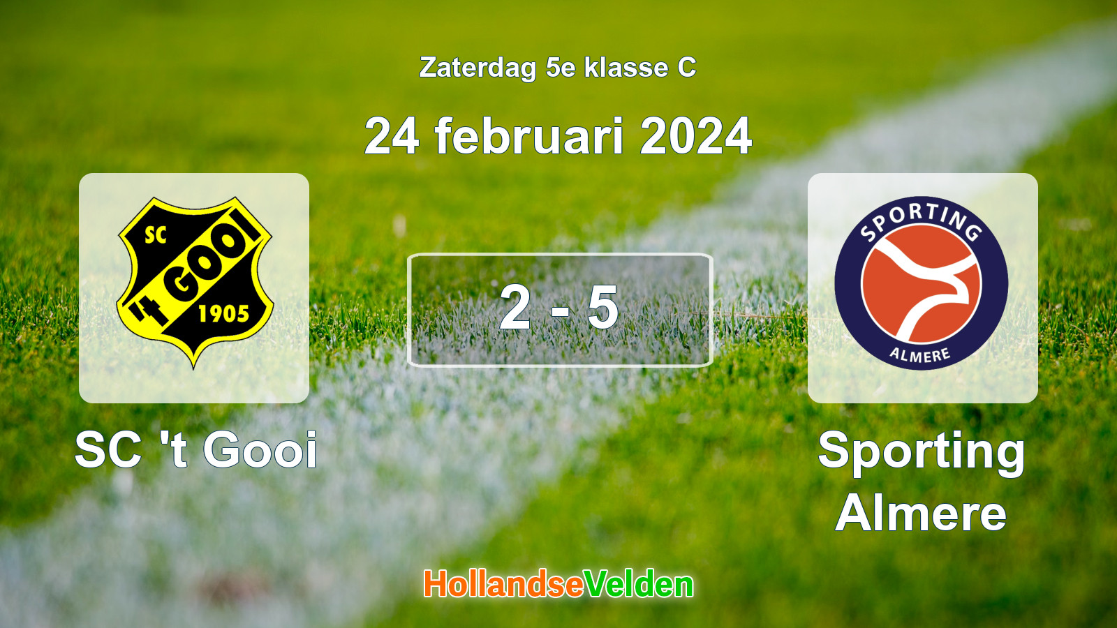 Gespeelde wedstrijd: SC 't Gooi - Sporting Almere 2 - 5 (24 februari 2024)