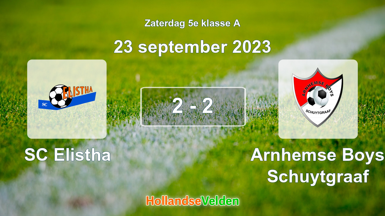 Gespeelde wedstrijd: SC Elistha - Arnhemse Boys Schuytgraaf 2 - 2 (23 september 2023)