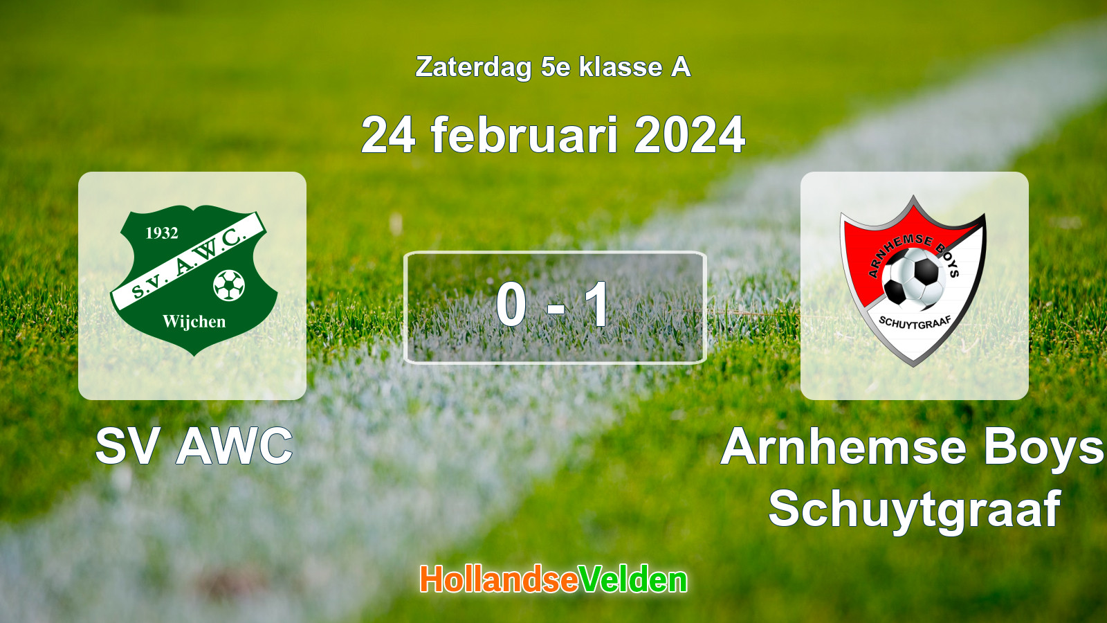 Gespeelde wedstrijd: SV AWC - Arnhemse Boys Schuytgraaf 0 - 1 (24 februari 2024)