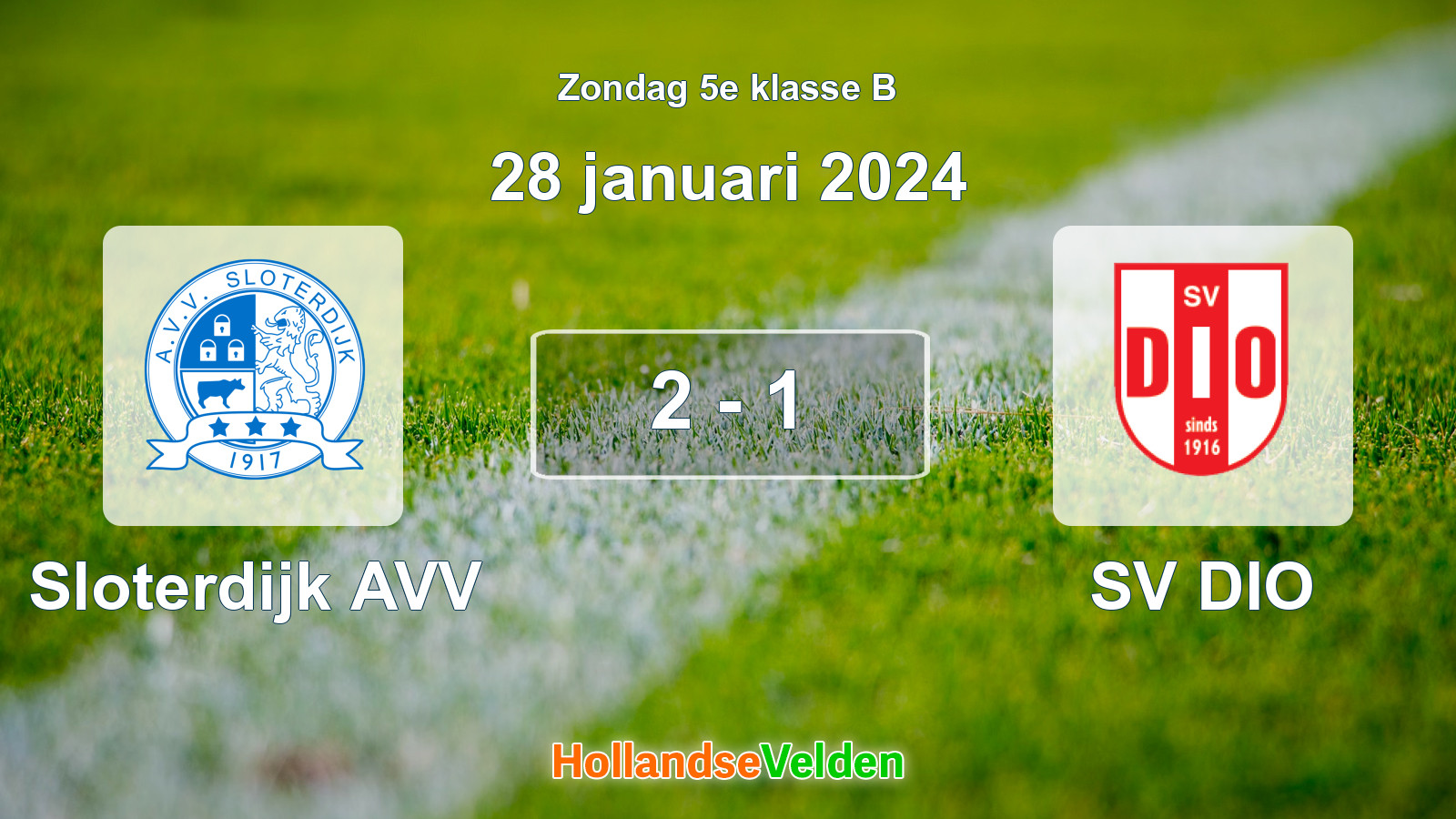 Gespeelde wedstrijd: Sloterdijk AVV - SV DIO 2 - 1 (28 januari 2024)
