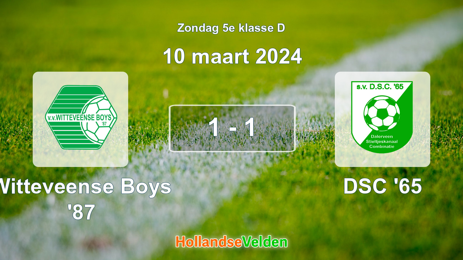 Gespeelde wedstrijd: Witteveense Boys '87 - DSC '65 1 - 1 (10 maart 2024)