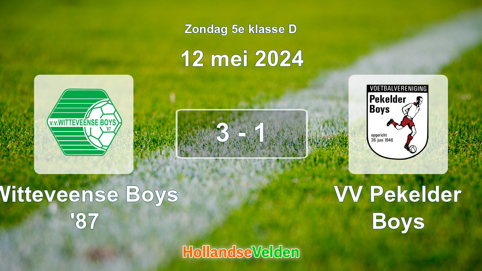 Gespeelde wedstrijd: Witteveense Boys '87 - VV Pekelder Boys 3 - 1 (12 mei 2024)