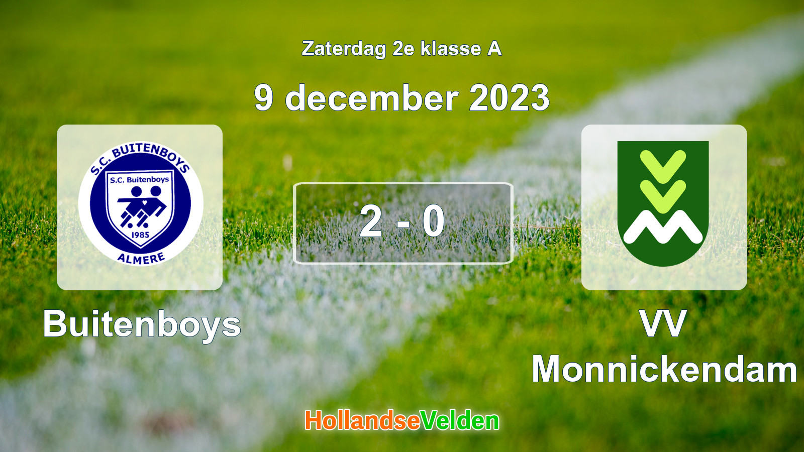 Gespeelde wedstrijd: Buitenboys - VV Monnickendam 2 - 0 (9 december 2023)