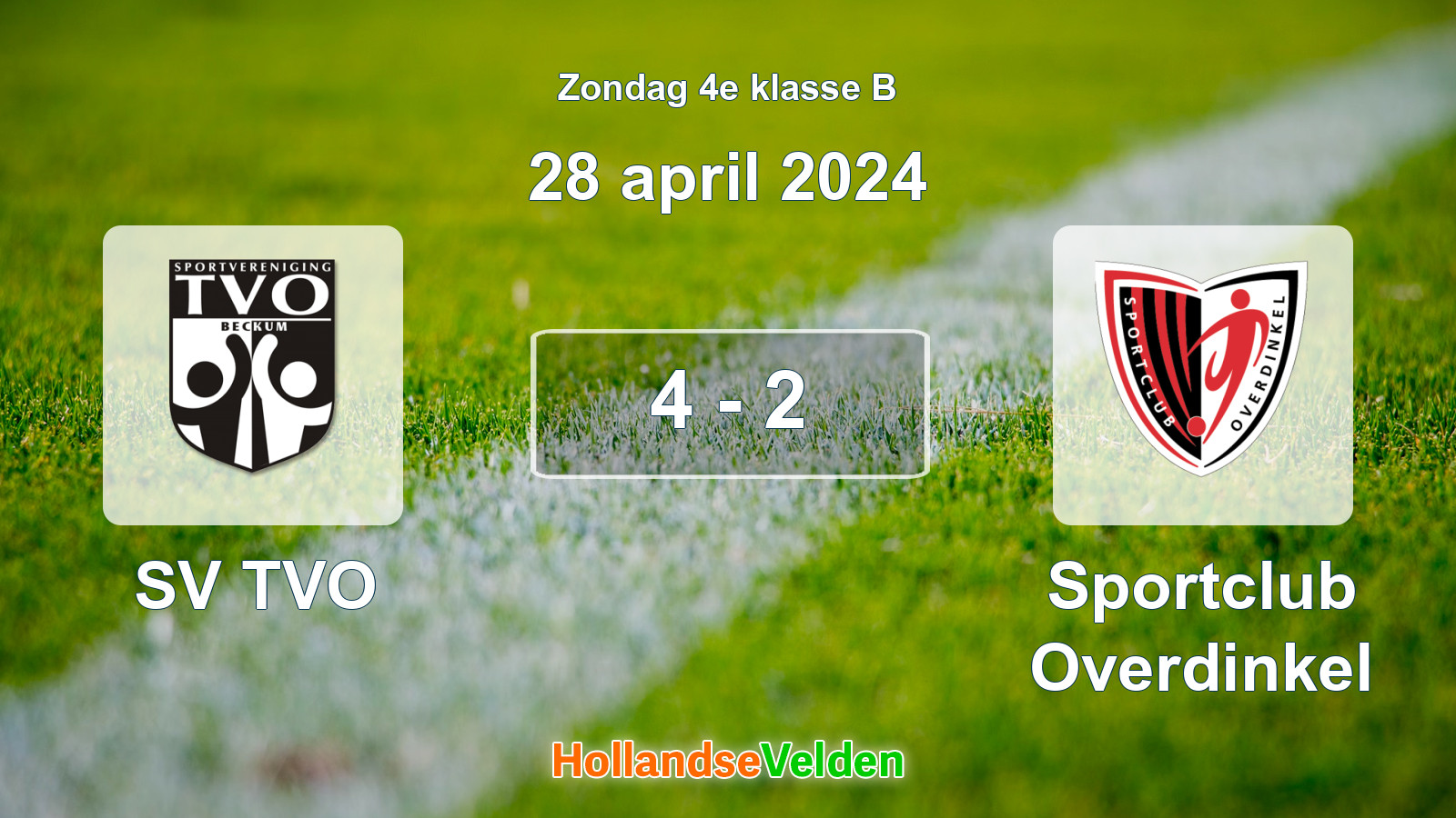 Gespeelde wedstrijd: SV TVO - Sportclub Overdinkel 4 - 2 (28 april 2024)