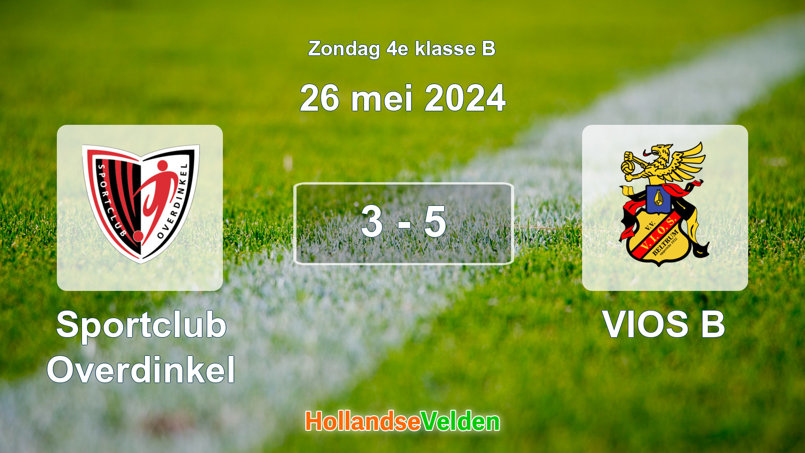 Gespeelde wedstrijd: Sportclub Overdinkel - VIOS B 3 - 5 (26 mei 2024)
