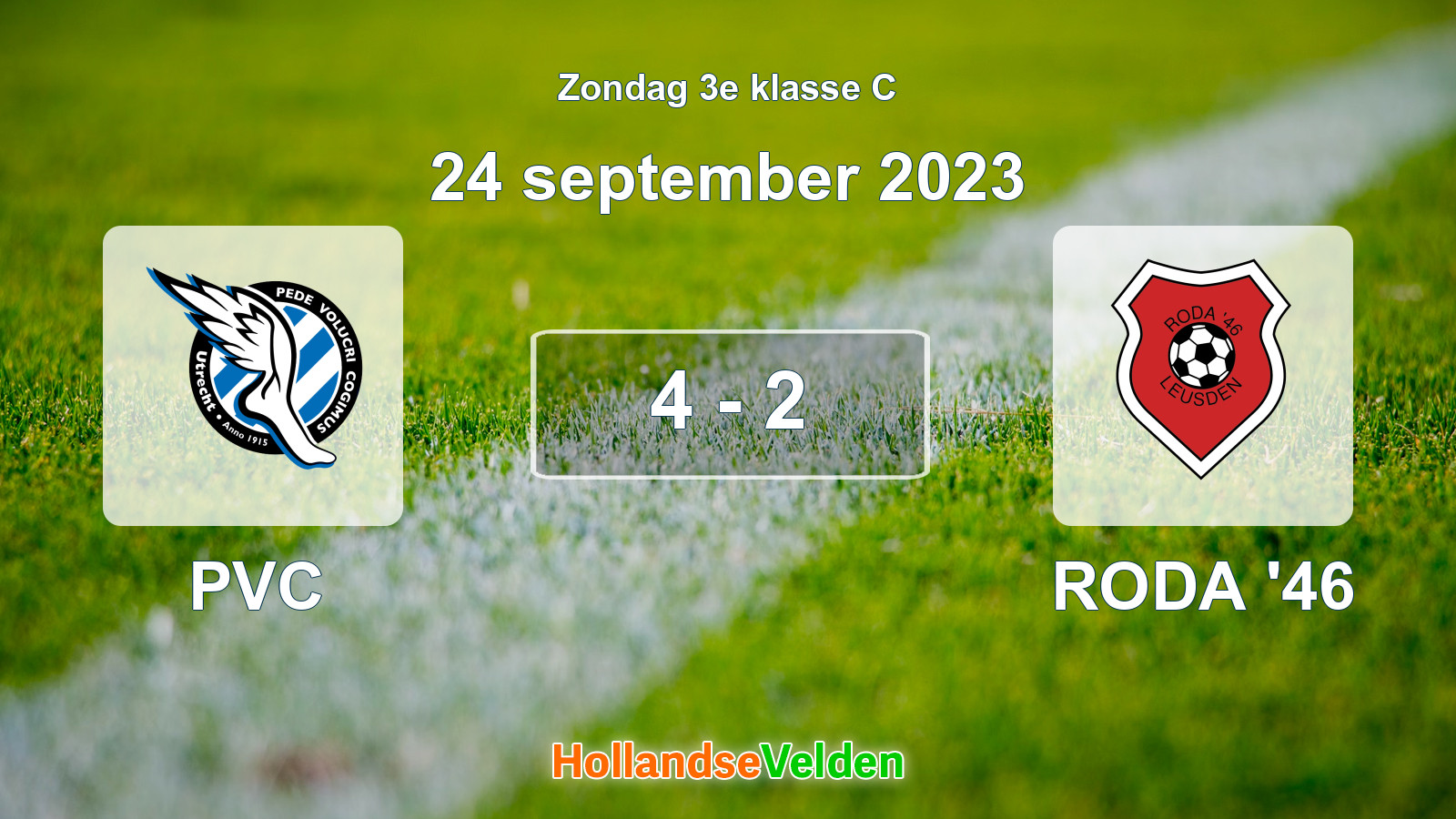 Gespeelde wedstrijd: PVC - RODA '46 4 - 2 (24 september 2023)
