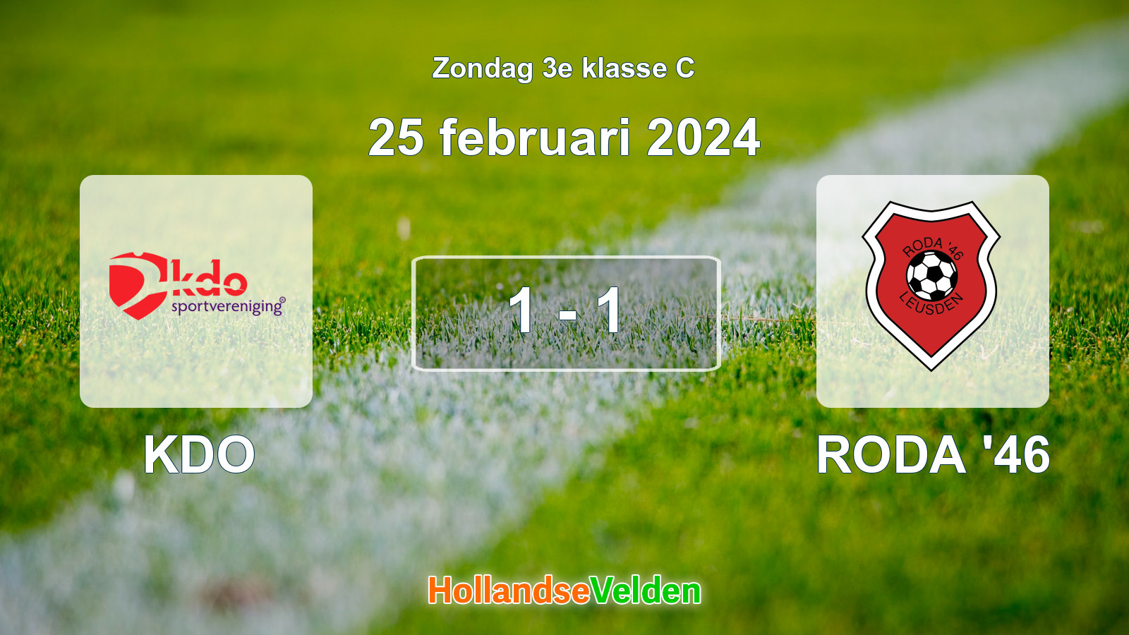 Gespeelde wedstrijd: KDO - RODA '46 1 - 1 (25 februari 2024)