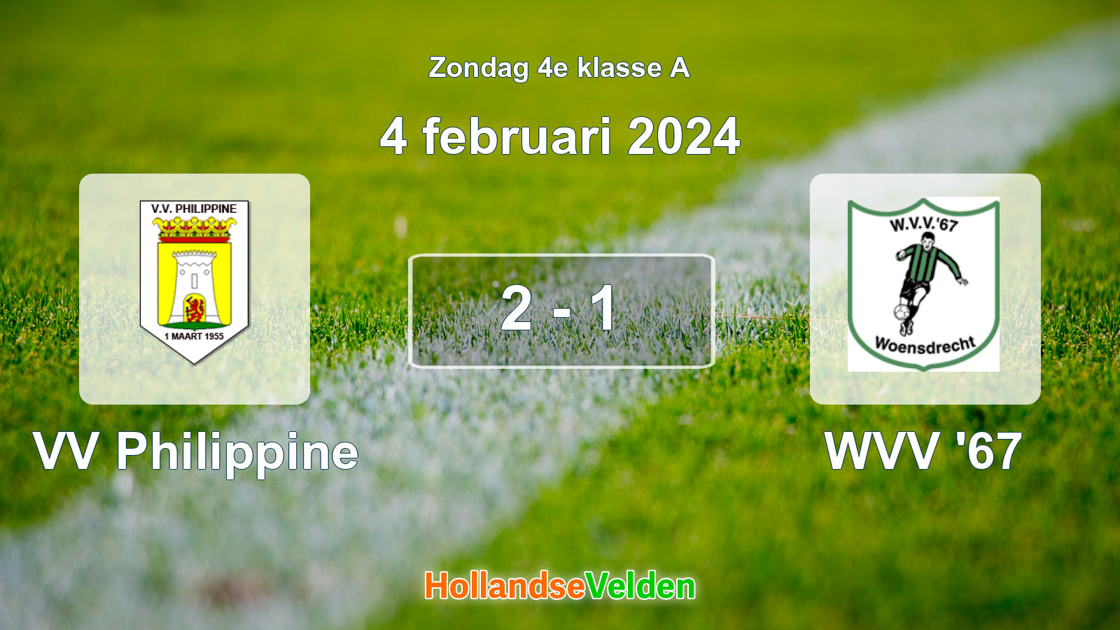 Gespeelde wedstrijd: VV Philippine - WVV '67 2 - 1 (4 februari 2024)