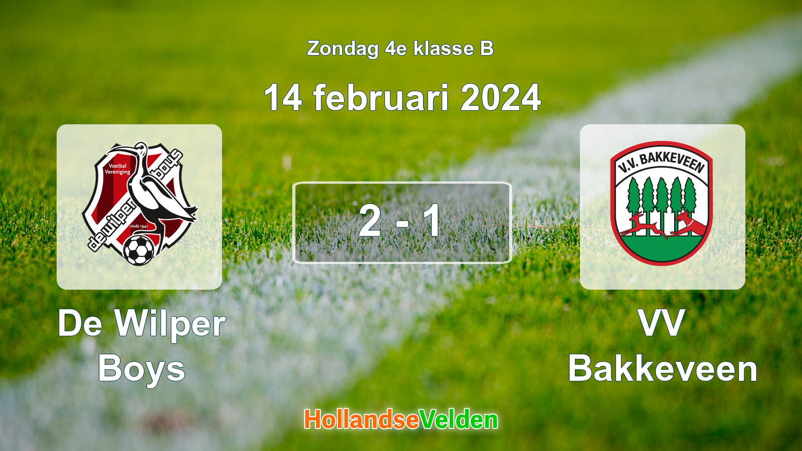 Gespeelde wedstrijd: De Wilper Boys - VV Bakkeveen 2 - 1 (14 februari 2024)