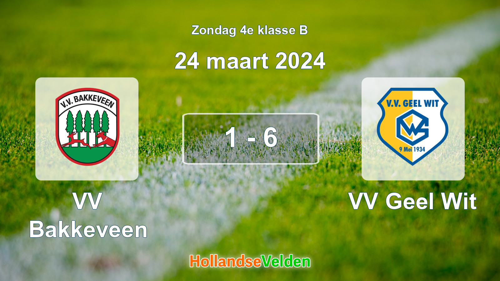 Gespeelde wedstrijd: VV Bakkeveen - VV Geel Wit 1 - 6 (24 maart 2024)