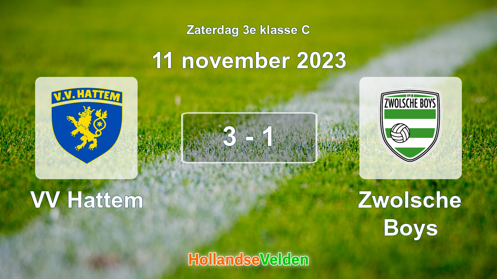 Gespeelde wedstrijd: VV Hattem - Zwolsche Boys 3 - 1 (11 november 2023)