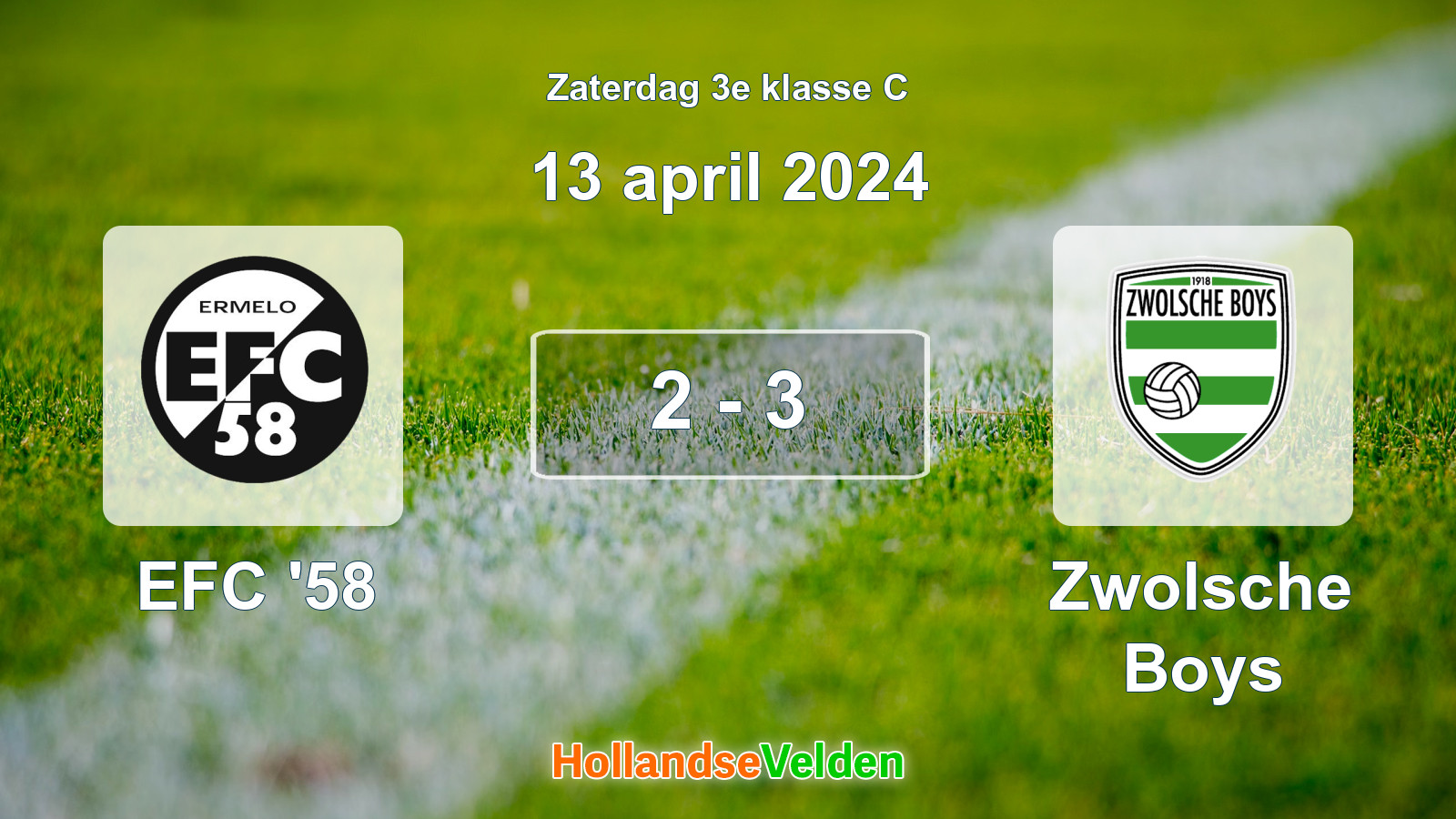 Gespeelde wedstrijd: EFC '58 - Zwolsche Boys 2 - 3 (13 april 2024)