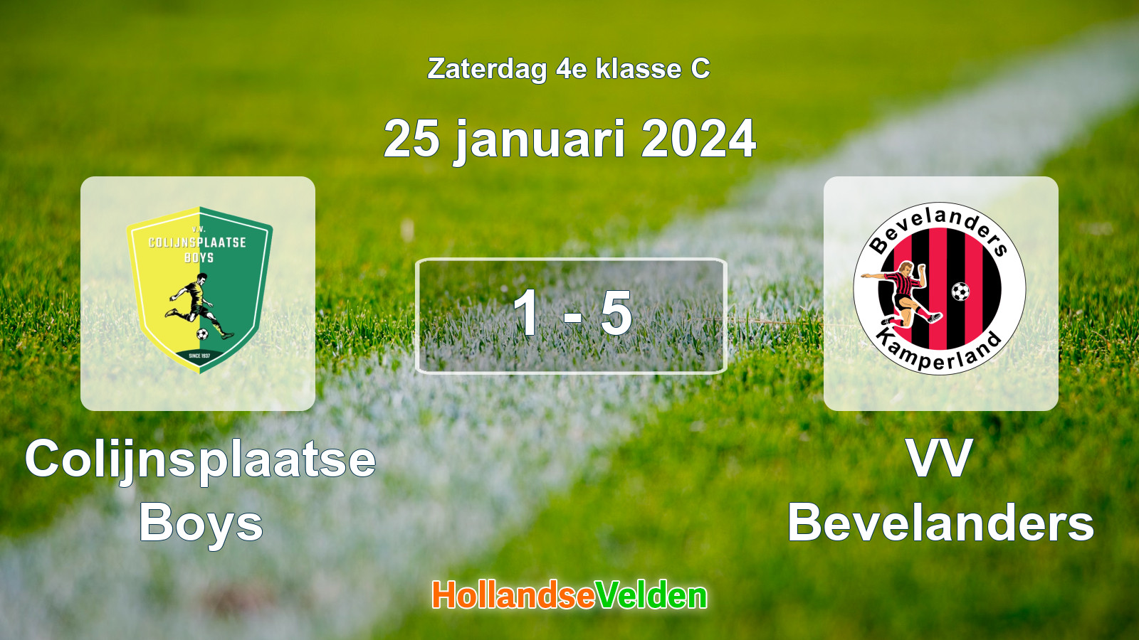Gespeelde wedstrijd: Colijnsplaatse Boys - VV Bevelanders 1 - 5 (25 januari 2024)