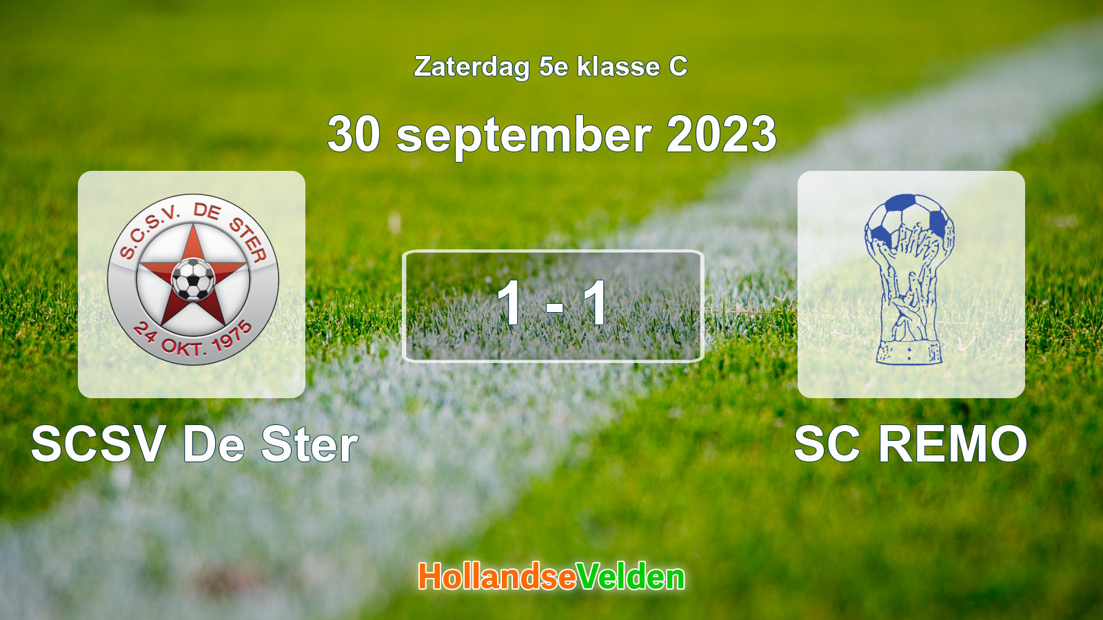 Gespeelde wedstrijd: SCSV De Ster - SC REMO 1 - 1 (30 september 2023)