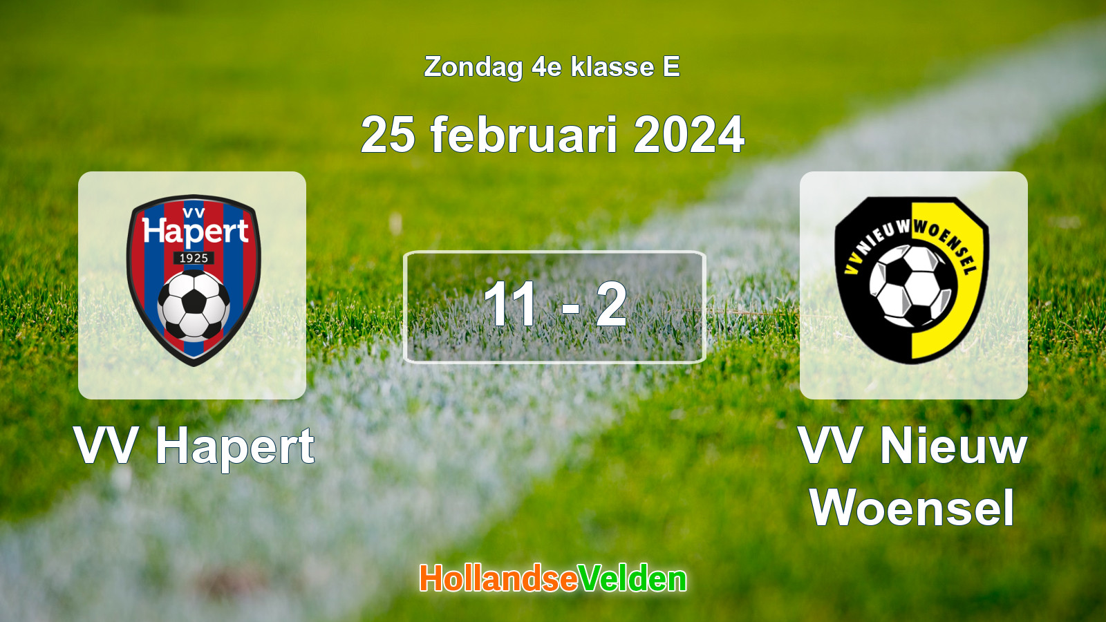 Gespeelde wedstrijd: VV Hapert - VV Nieuw Woensel 11 - 2 (25 februari 2024)