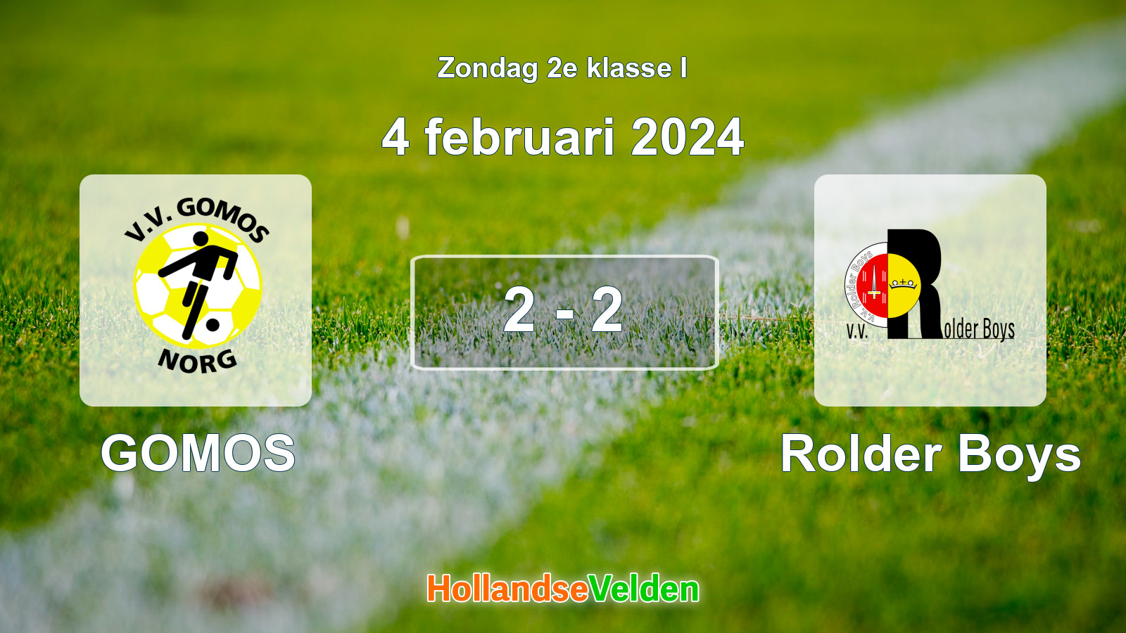 Gespeelde wedstrijd: GOMOS - Rolder Boys 2 - 2 (4 februari 2024)